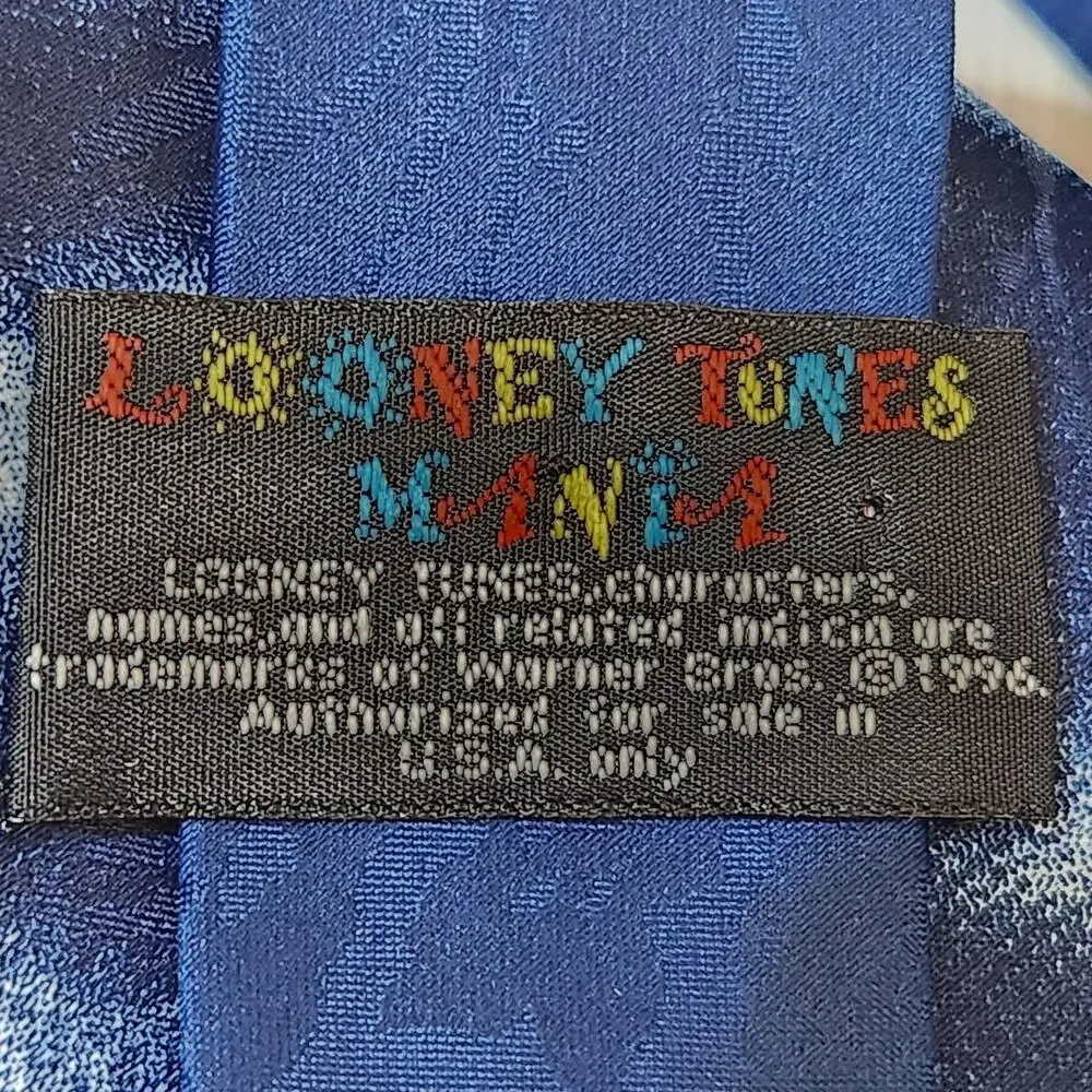 Vintage Looney Tunes Mania Blue Tasmanian‎ Devil Ghost Halloween 1996 Men's Tie